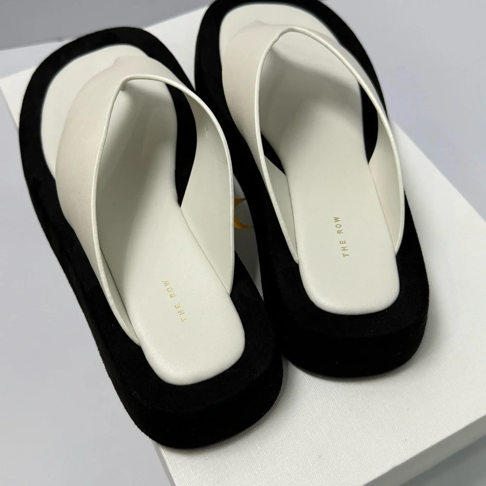 The Row Black and White Sandals